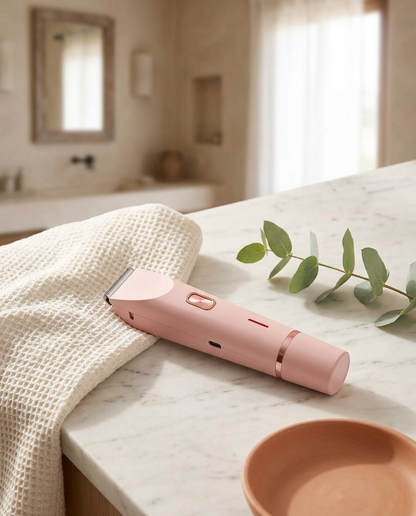 Lisura Duo sobre encimera de baño con toalla y eucalipto