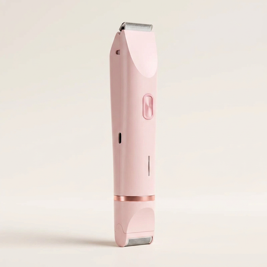 Lisura Duo, afeitadora y recortadora 2 en 1, packshot sobre fondo hueso
